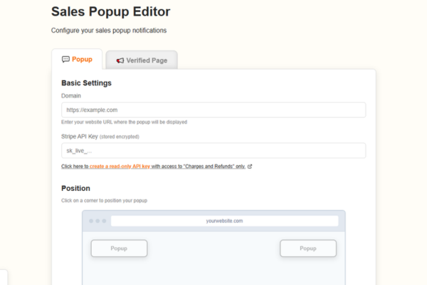 Customize the popup
