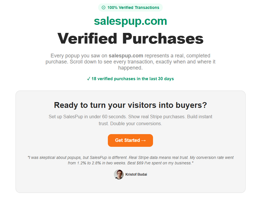 Build trust with a verified proof page